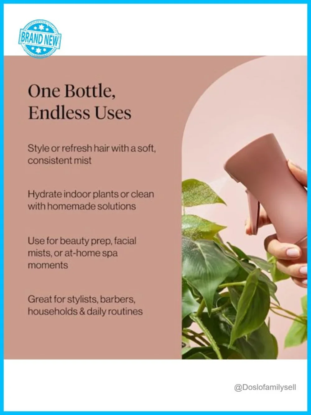 Continuous Spray Bottle Fine Mist Mister Water Spray Bottle for Hair Styling